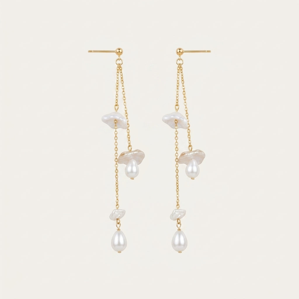 Bow Baroque Pearl Drop Earrings in 14K Gold Plated | 925 Sterling Silver