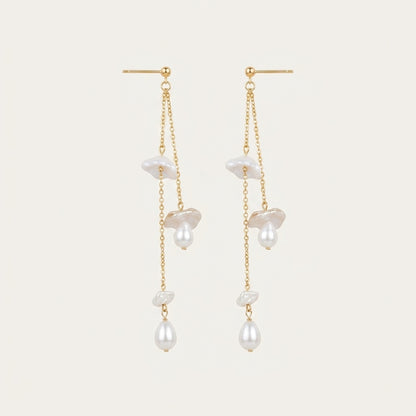 Bow Baroque Pearl Drop Earrings in 14K Gold Plated | 925 Sterling Silver
