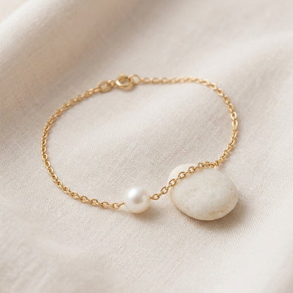 Freshwater Pearl Bracelet with Silver Chain