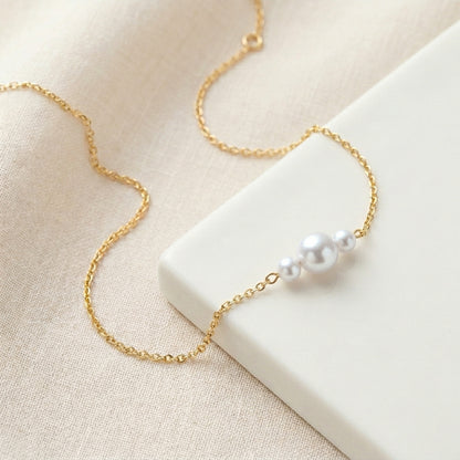 Triple Freshwater Pearl Bracelet with Silver Chain