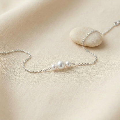 Triple Freshwater Pearl Bracelet with Silver Chain