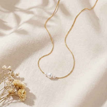 Triple Freshwater Pearl Necklace in Sterling Silver