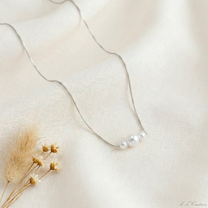 Triple Freshwater Pearl Necklace in Sterling Silver