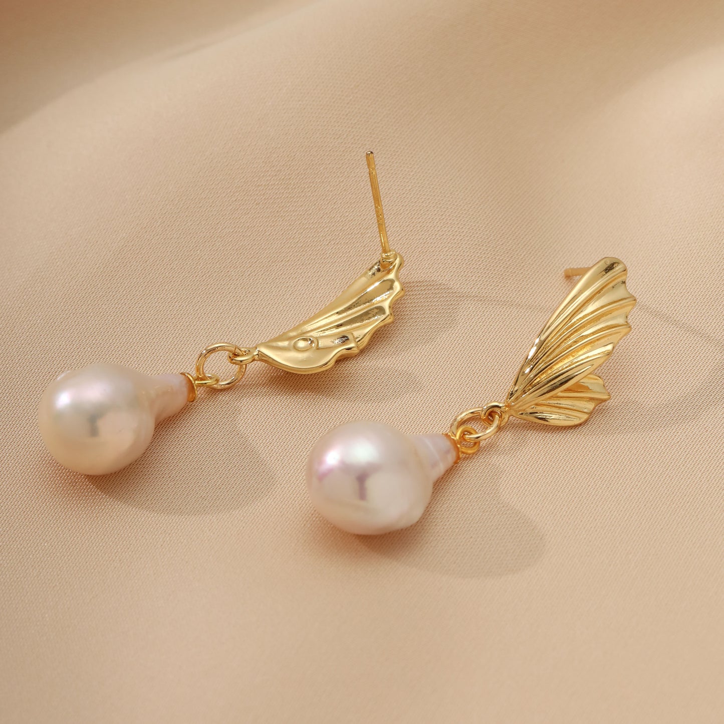 Butterfly Wing Baroque Pearl Earrings