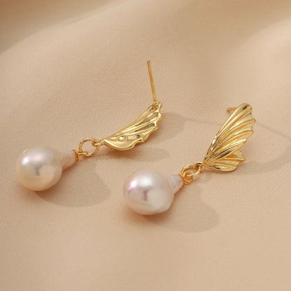 Butterfly Wing Baroque Pearl Earrings