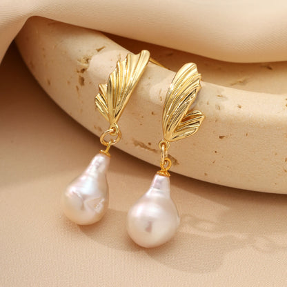 Butterfly Wing Baroque Pearl Earrings