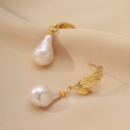 Butterfly Wing Baroque Pearl Earrings