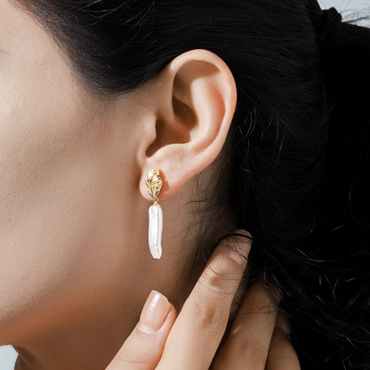 Pearl Leaf Earrings