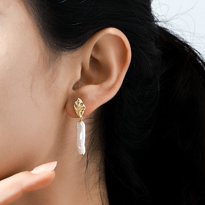 Pearl Leaf Earrings