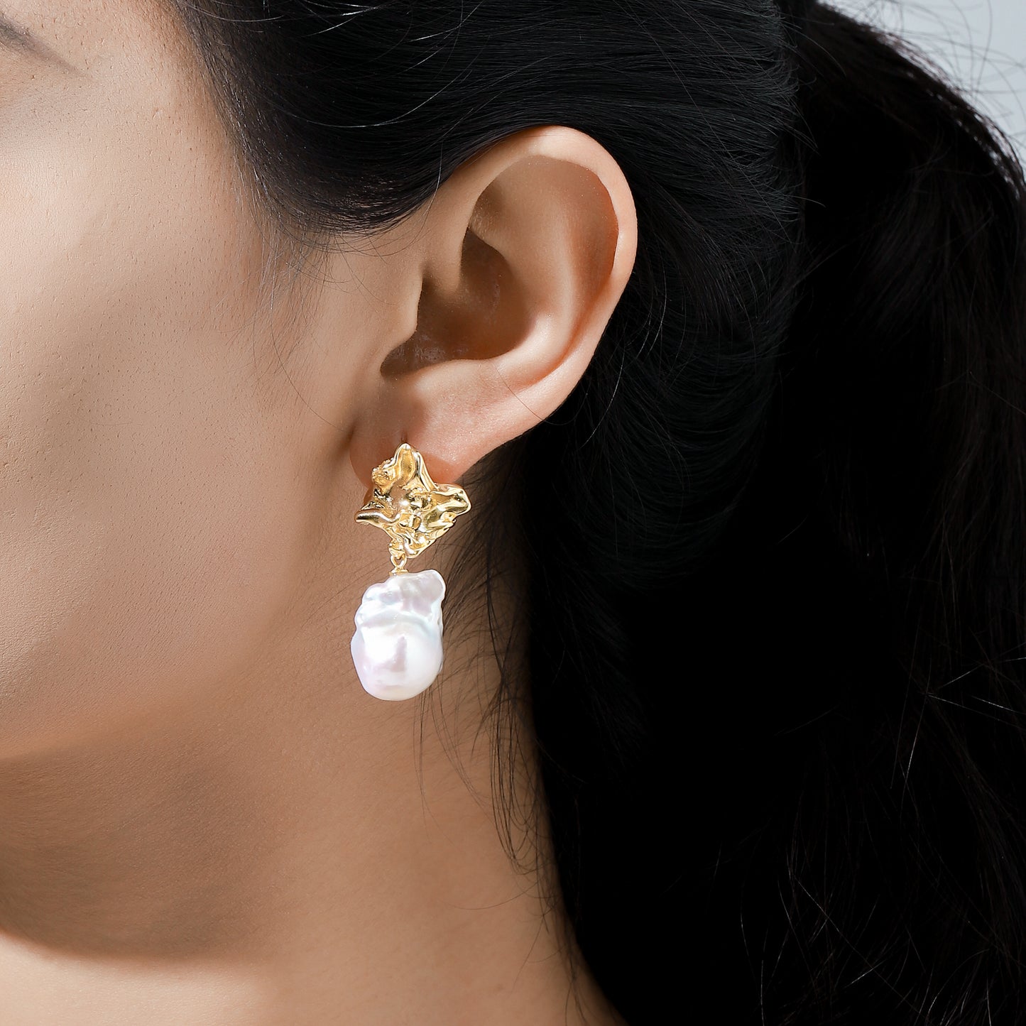 Pearl Lava Stone Earrings