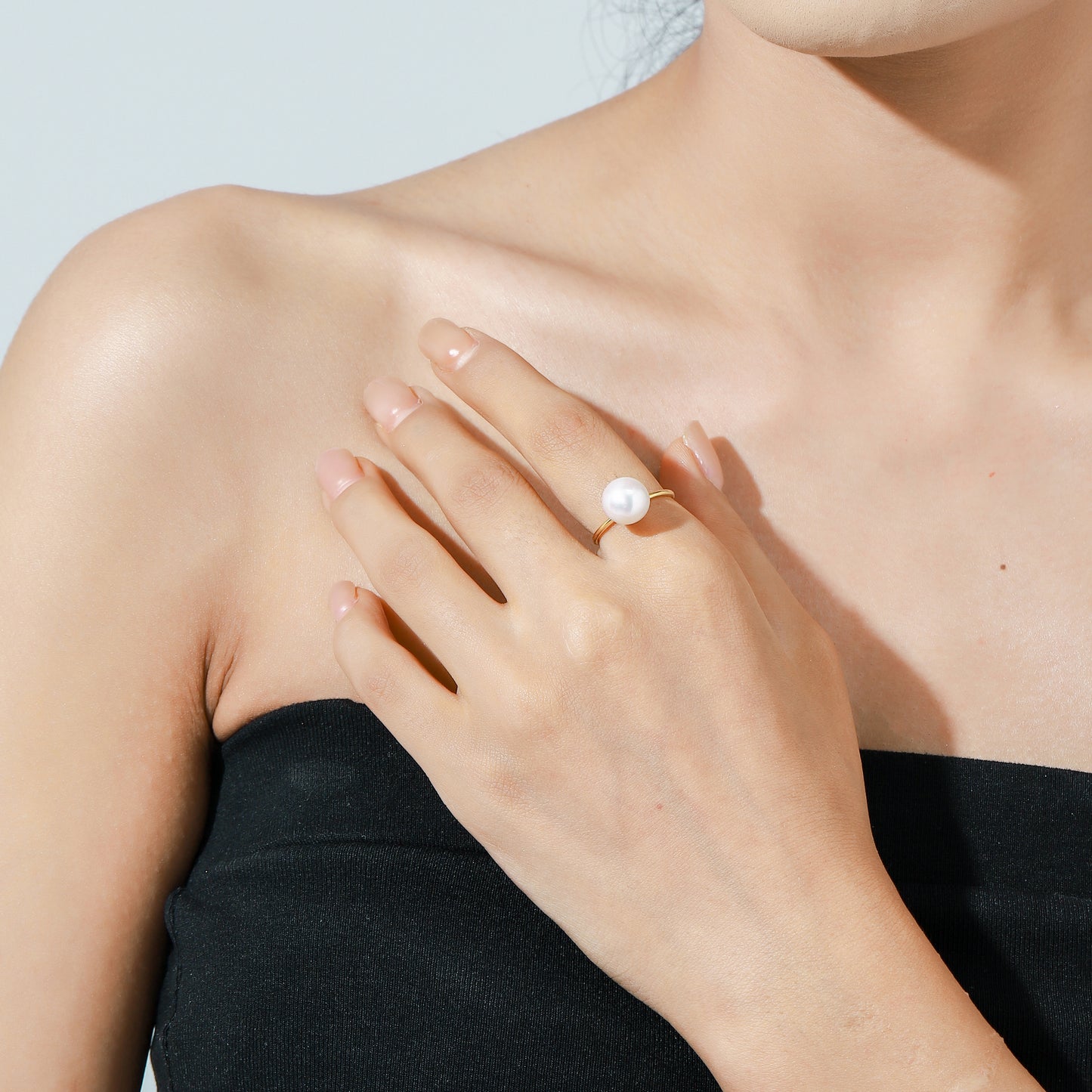 Plain Hoop Pearl Ring