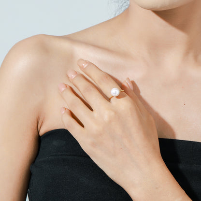 Plain Hoop Pearl Ring