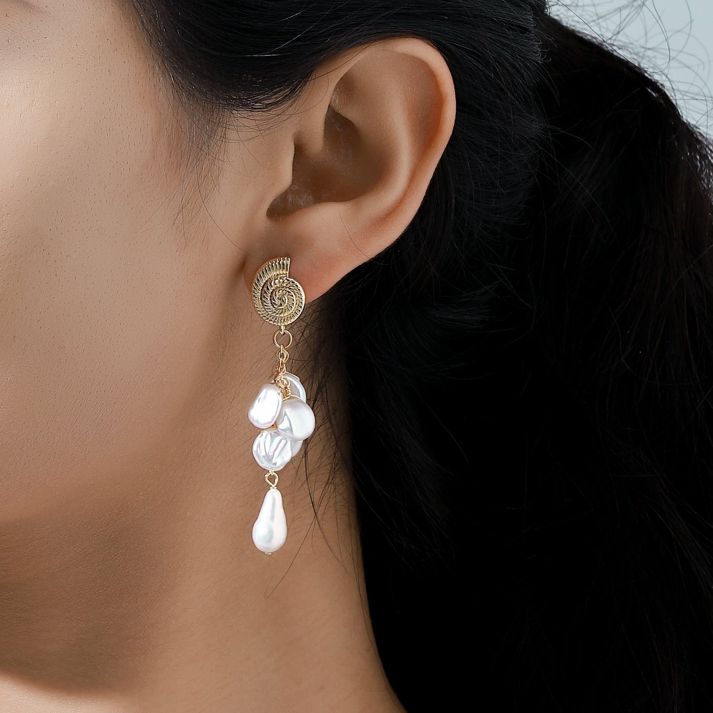 Shell Petal Pearl Earrings