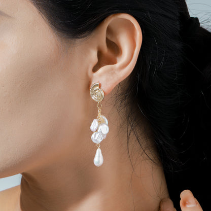 Shell Petal Pearl Earrings