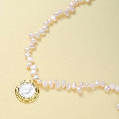 Hercules Ancient Coin Pearl Necklace