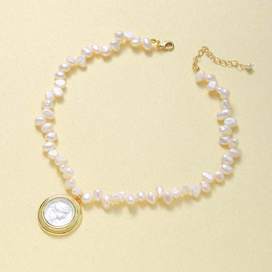 Hercules Ancient Coin Pearl Necklace