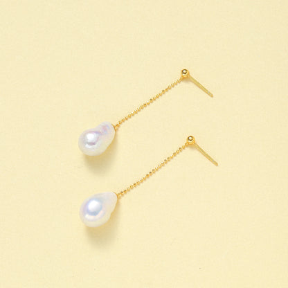 Long Dangle Beaded Teardrop Pearl Earrings