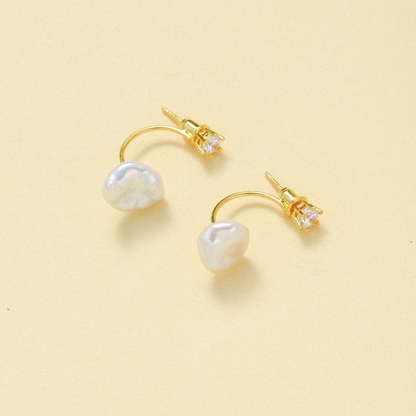 Textured Silver Pearl Earrings