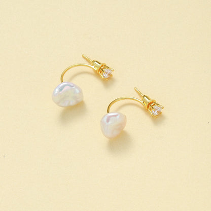 Textured Silver Pearl Earrings