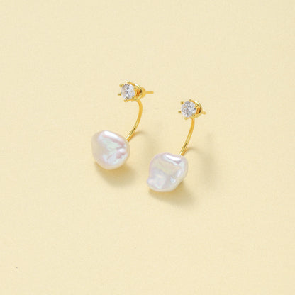 Textured Silver Pearl Earrings