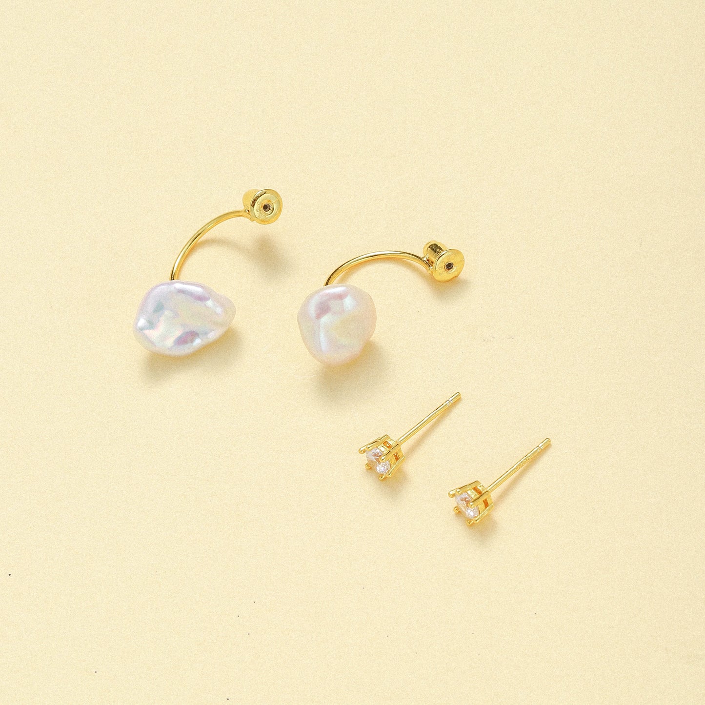 Textured Silver Pearl Earrings