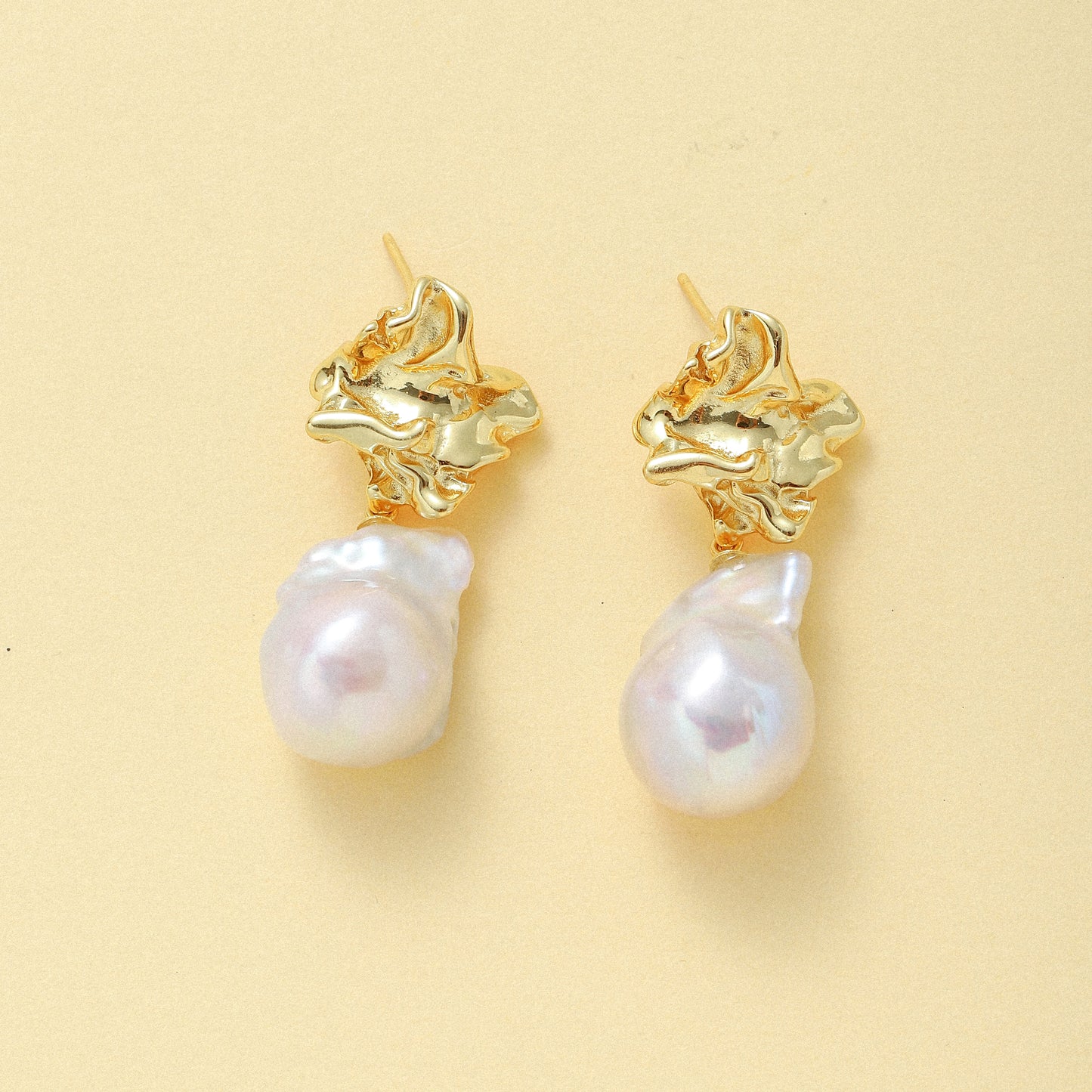 Pearl Lava Stone Earrings