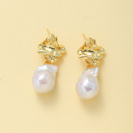 Pearl Lava Stone Earrings