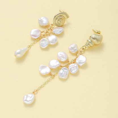 Shell Petal Pearl Earrings