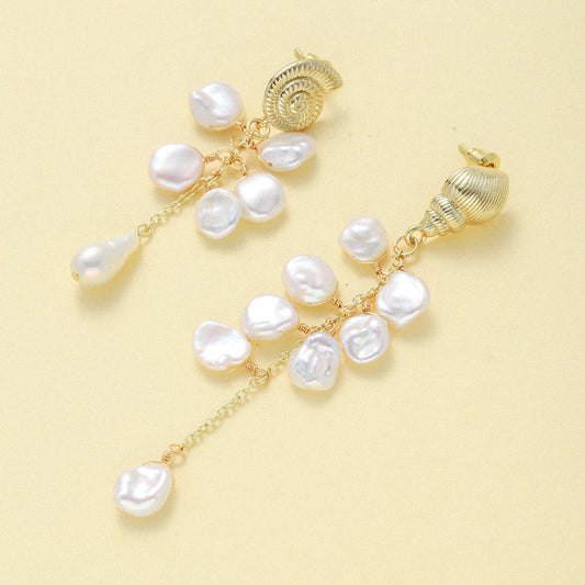 Shell Petal Pearl Earrings