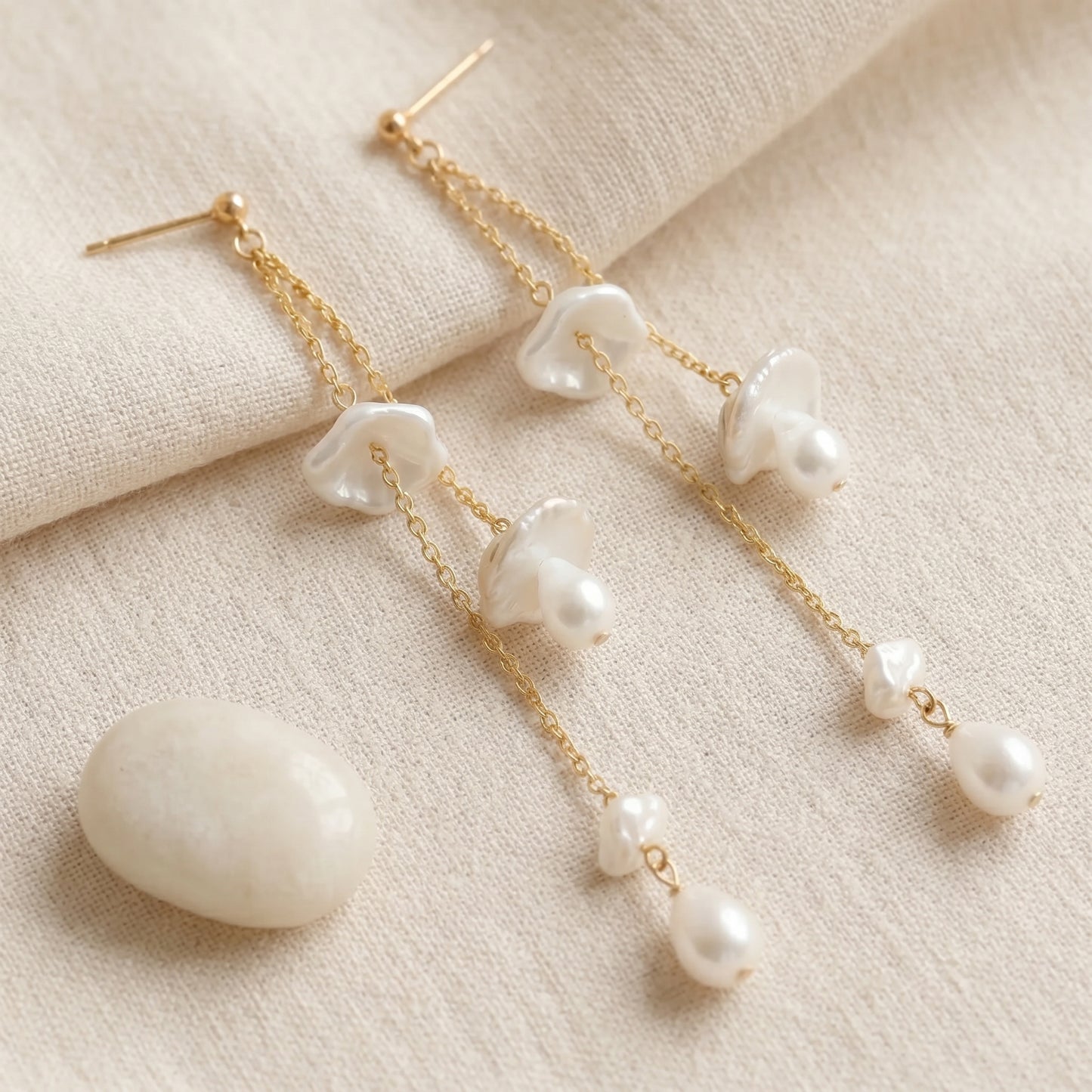 Bow Baroque Pearl Drop Earrings in 14K Gold Plated | 925 Sterling Silver