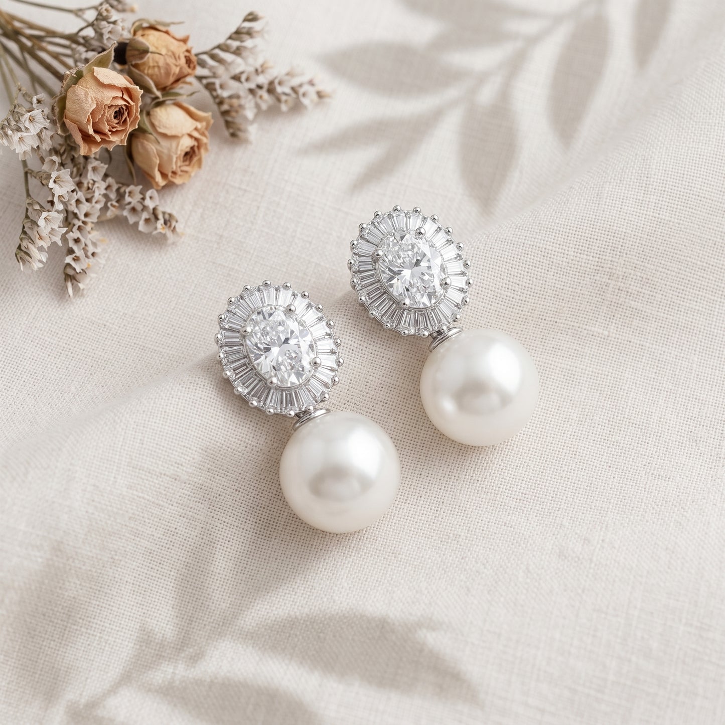 Natural Pearl Drop Earrings in 18K Gold Plated
