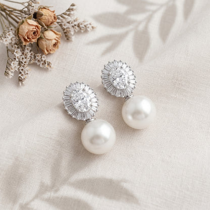Natural Pearl Drop Earrings in 18K Gold Plated