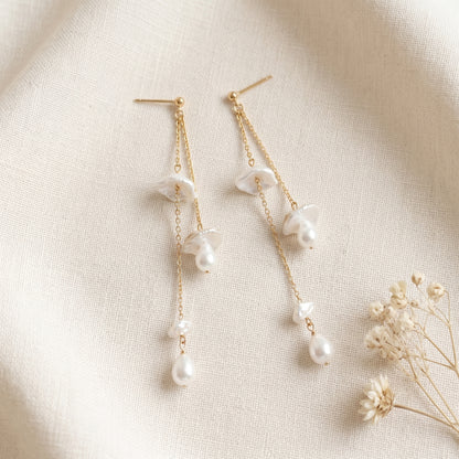 Bow Baroque Pearl Drop Earrings in 14K Gold Plated | 925 Sterling Silver