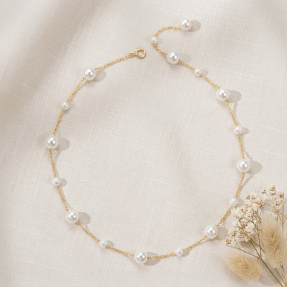 Freshwater Pearl Chain Necklace in Sterling Silver