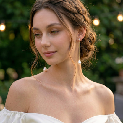 Baroque Pearl Chain Drop Earrings in Gold Plated | 925 Sterling Silver