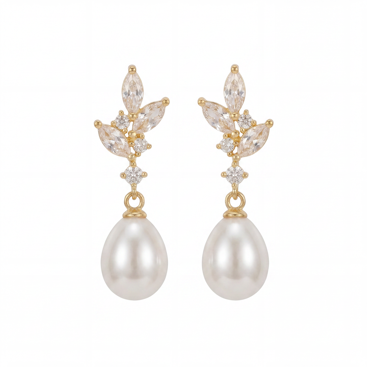 Dainty Pearl Drop Earrings in 18K Gold
