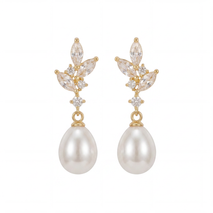 Dainty Pearl Drop Earrings in 18K Gold