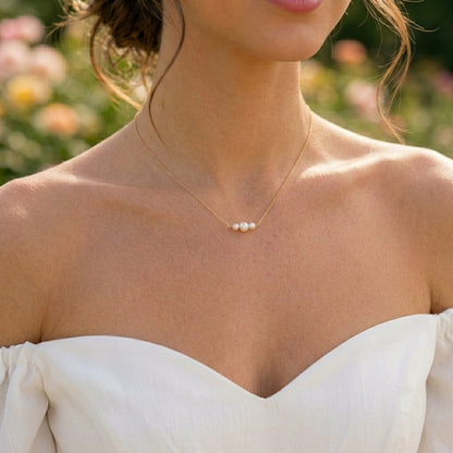 Triple Freshwater Pearl Necklace in Sterling Silver