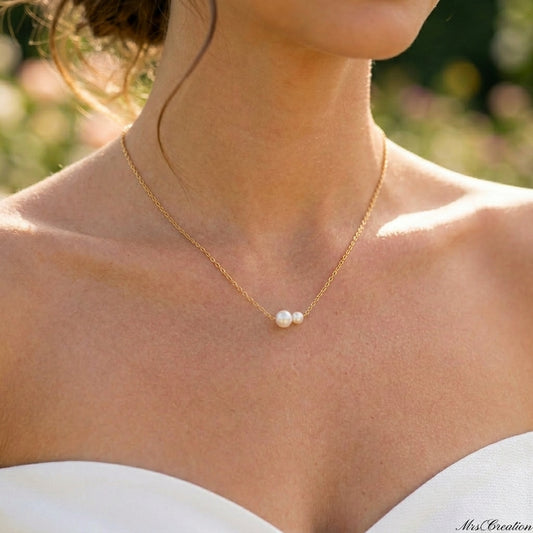 Double Freshwater Pearl Necklace in Sterling Silver