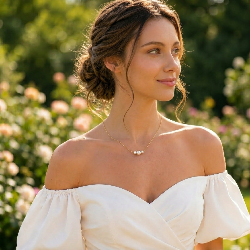 Triple Freshwater Pearl Necklace in Sterling Silver