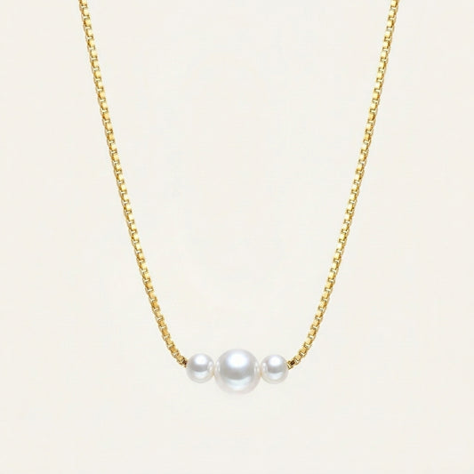 Triple Freshwater Pearl Necklace in Sterling Silver