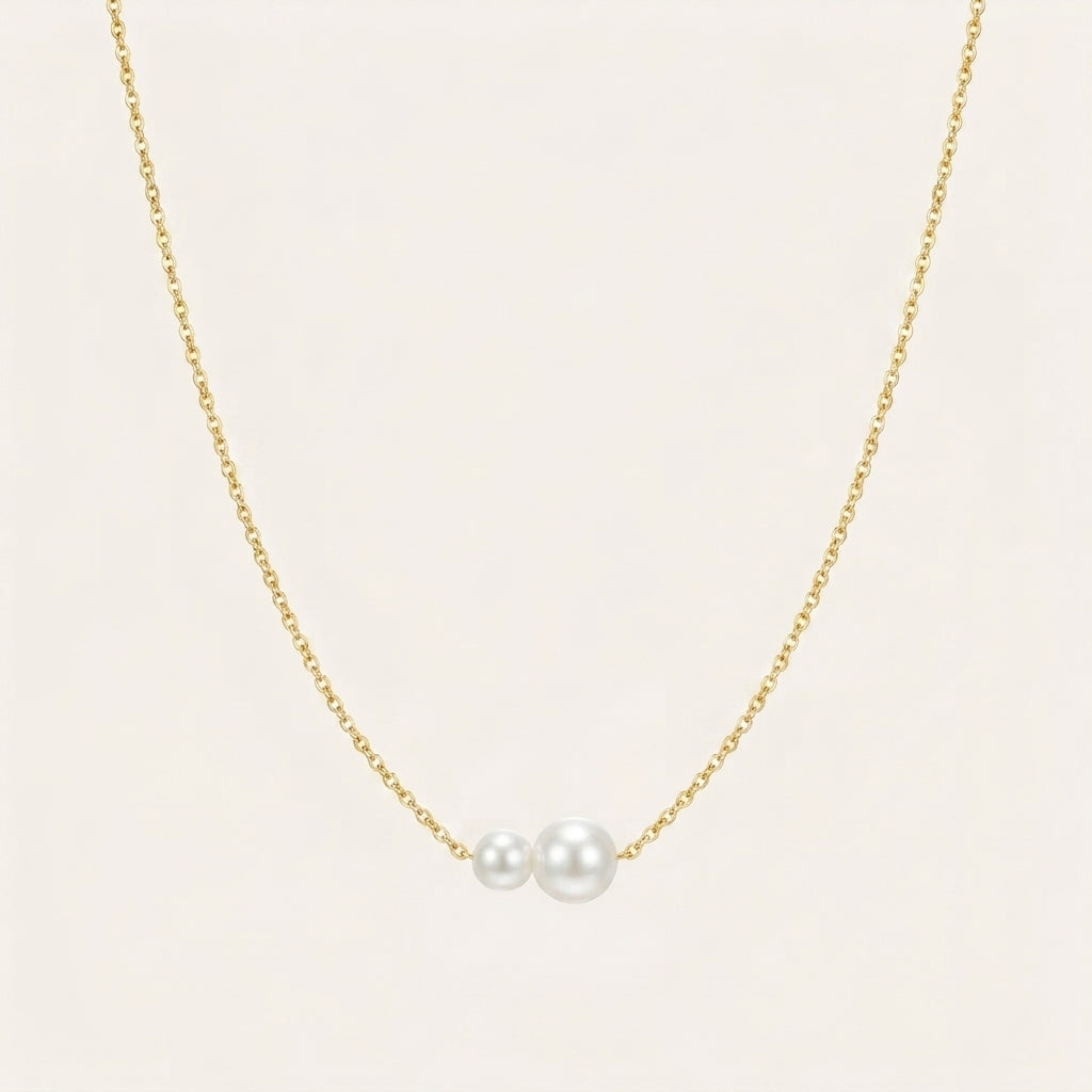 Double Freshwater Pearl Necklace in Sterling Silver