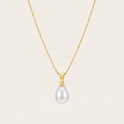 Freshwater Pearl Pendant Necklace with CZ in Sterling Silver