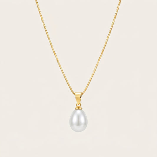 Freshwater Pearl Pendant Necklace with CZ in Sterling Silver