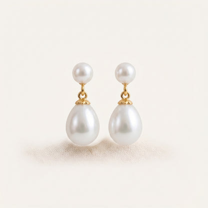 Freshwater Pearl Drop Earrings with Silver Post