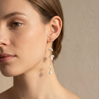 Bow Baroque Pearl Drop Earrings in 14K Gold Plated | 925 Sterling Silver