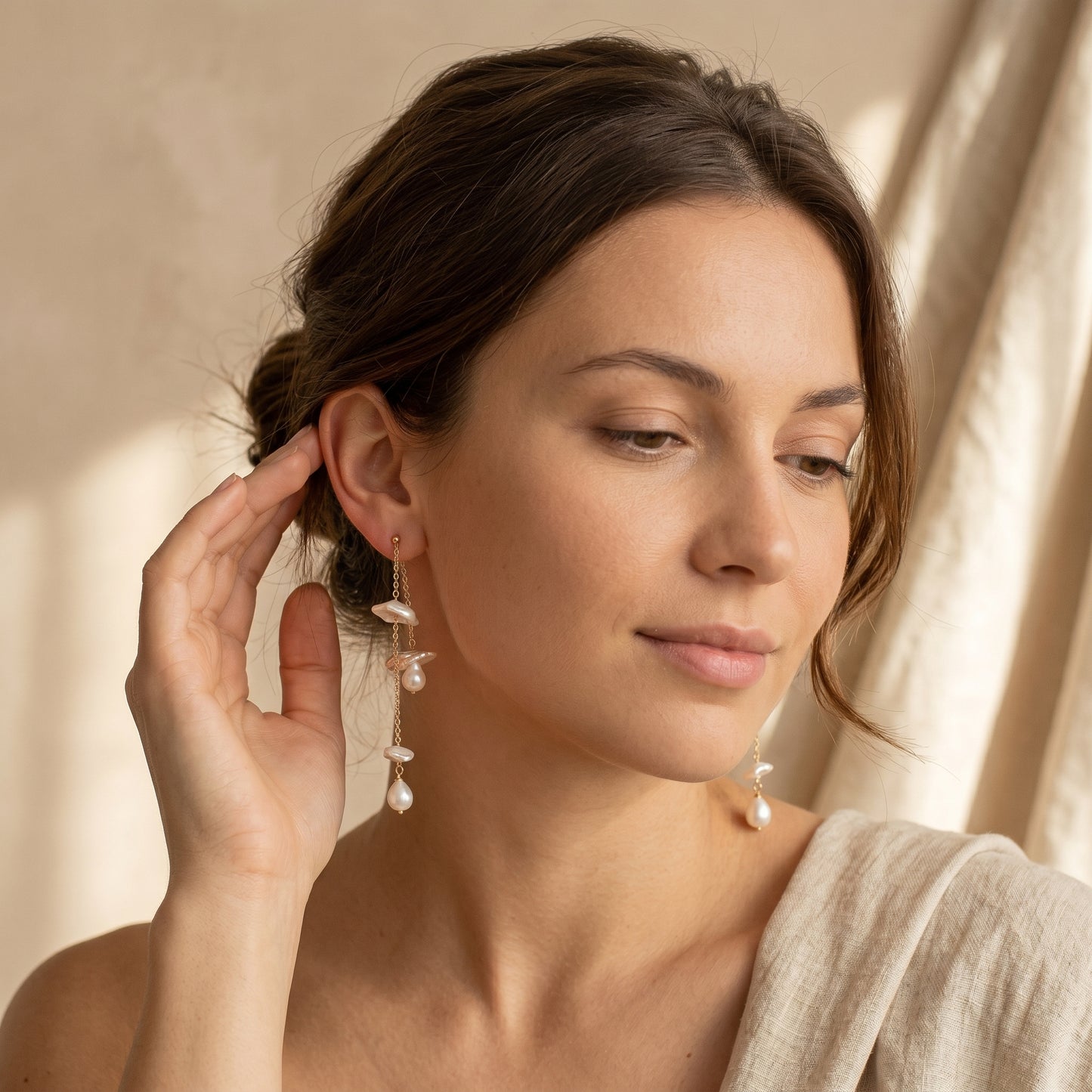 Bow Baroque Pearl Drop Earrings in 14K Gold Plated | 925 Sterling Silver