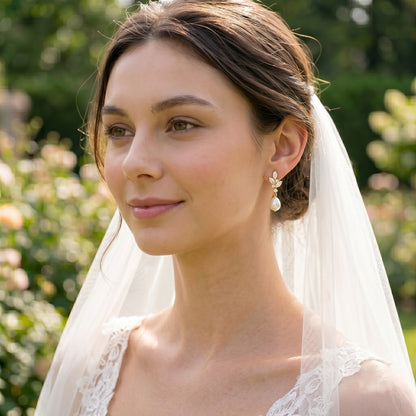 Dainty Pearl Drop Earrings in 18K Gold