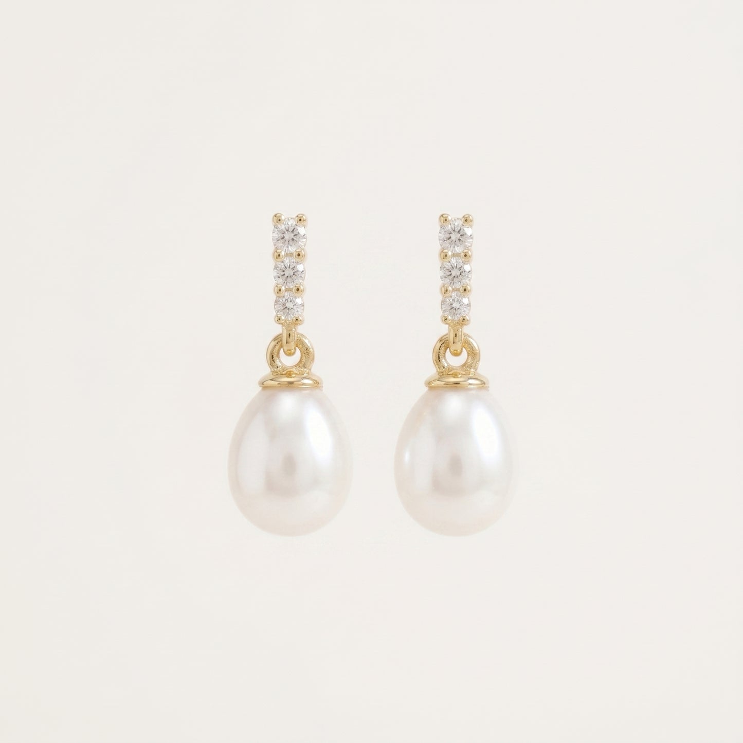 Freshwater Pearl Drop Earrings with CZ