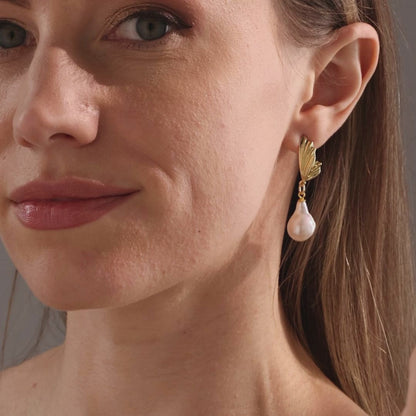 Butterfly Wing Baroque Pearl Earrings